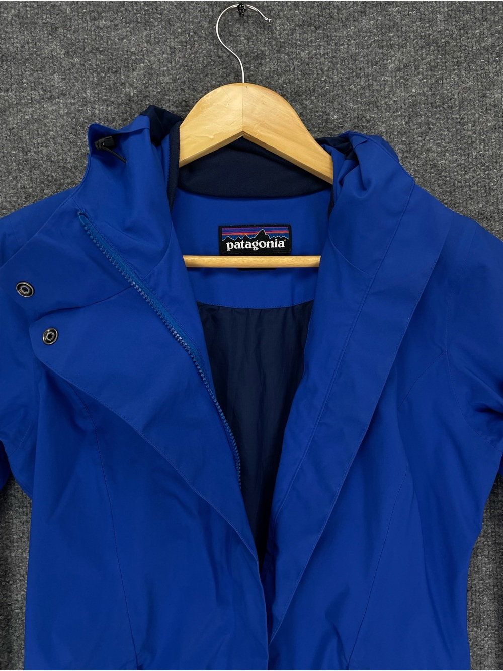Patagonia Rain Jacket Womens XS Blue Hooded Waterproof H2No Arborist Trench Coat - Picture 3 of 13
